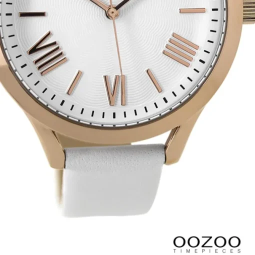 Oozoo Damen Armbanduhr Timepieces Analog Leder weiß UOC9476A