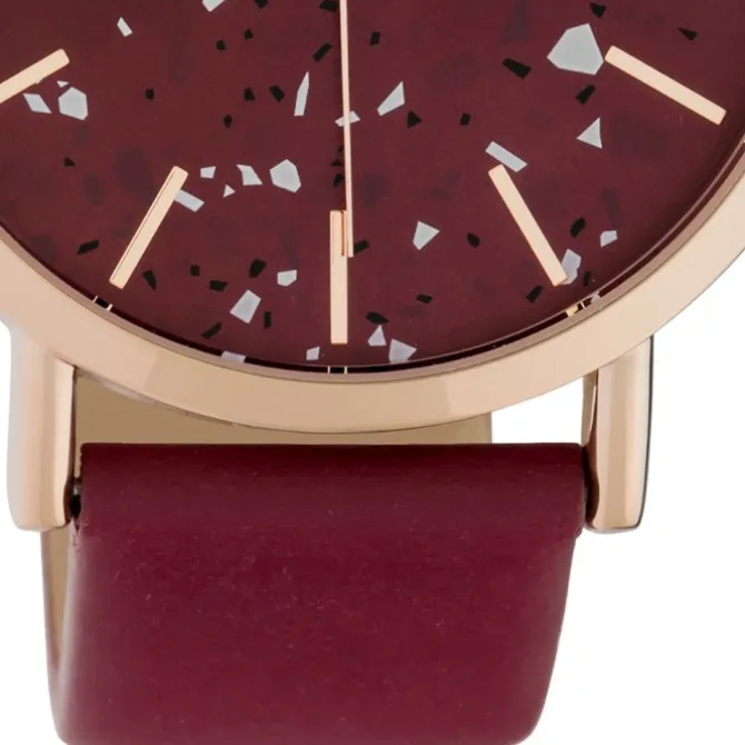 Oozoo Damen Armbanduhr Timepieces Analog Leder weinrot UOC10412
