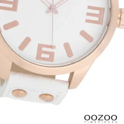 Oozoo Damen Armbanduhr Timepieces Analog Leder weiß rosegold UOC1100A