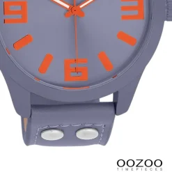 Oozoo Damen Armbanduhr Timepieces Analog Lederband dunkelgrau graublau UOC00900