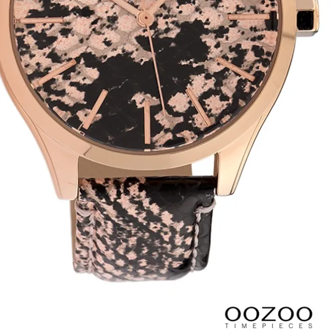 Oozoo Damen Armbanduhr Timepieces Analog Leder schwarz hellbraun UOC10430