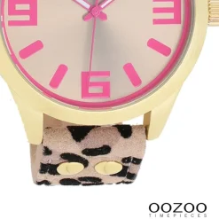 Oozoo Damen Armbanduhr Timepieces Analog Lederband beige schwarz UOC1099A