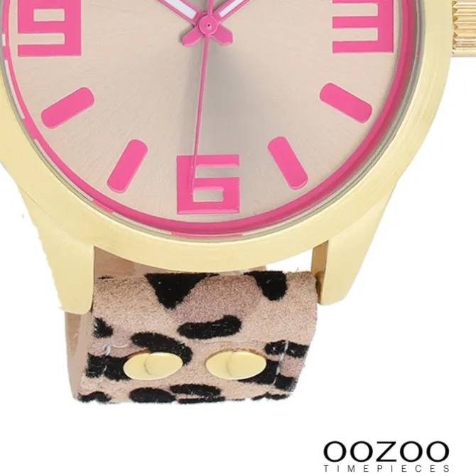 Oozoo Damen Armbanduhr Timepieces Analog Lederband beige schwarz UOC1099A