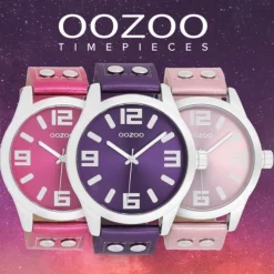 Oozoo Damen Armbanduhr Timepieces Analog Leder hellgrau UOC1089A