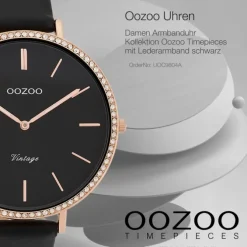 Oozoo Damen Armbanduhr Timepieces Analog Leder schwarz UOC9804A