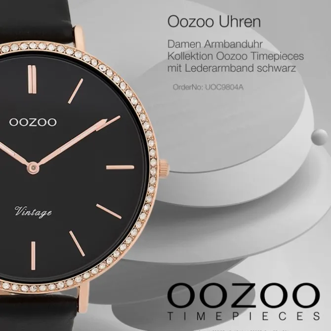 Oozoo Damen Armbanduhr Timepieces Analog Leder schwarz UOC9804A
