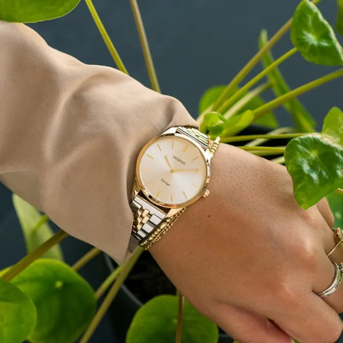 Oozoo Damen Armbanduhr Timepieces Analog Metall silber gold UOC9984A
