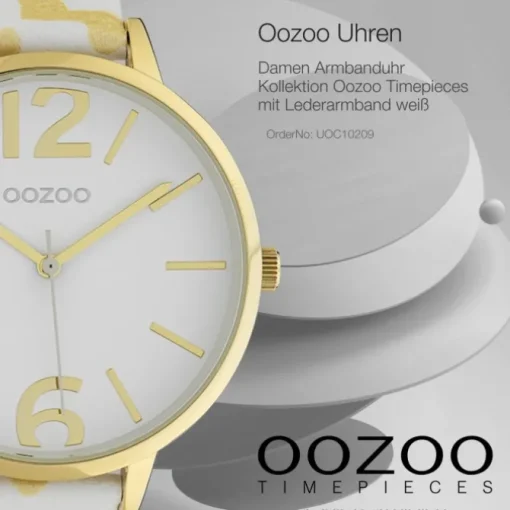 Oozoo Damen Armbanduhr Timepieces Analog Leder weiß gelb UOC10209