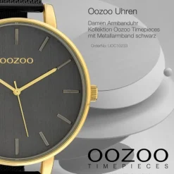 Oozoo Damen Armbanduhr Timepieces Analog Metall schwarz UOC10233