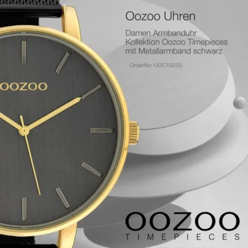 Oozoo Damen Armbanduhr Timepieces Analog Metall schwarz UOC10233