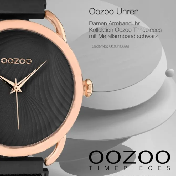 Oozoo Damen Armbanduhr Timepieces Analog Metall schwarz UOC10699