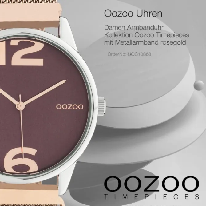 Oozoo Damen Armbanduhr Timepieces Analog Metall rosegold UOC10868