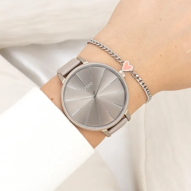 Oozoo Damen Armbanduhr Timepieces Analog Leder taupe braun UOC11347