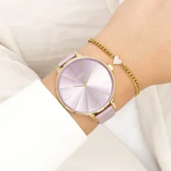 Oozoo Damen Armbanduhr Timepieces Analog Leder pastell-lila UOC11348