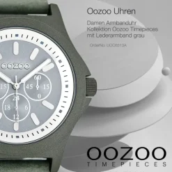 Oozoo Damen Armbanduhr Timepieces Analog Leder grau UOC6513A