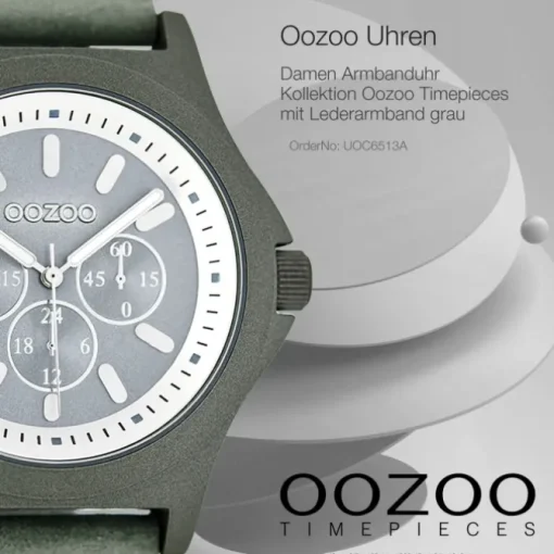 Oozoo Damen Armbanduhr Timepieces Analog Leder grau UOC6513A