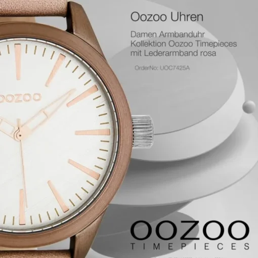 Oozoo Damen Armbanduhr Timepieces Analog Leder rosa UOC7425A