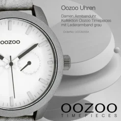 Oozoo Damen Armbanduhr Timepieces Analog Leder grau UOC8255A
