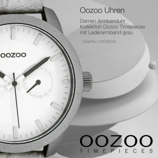 Oozoo Damen Armbanduhr Timepieces Analog Leder grau UOC8255A