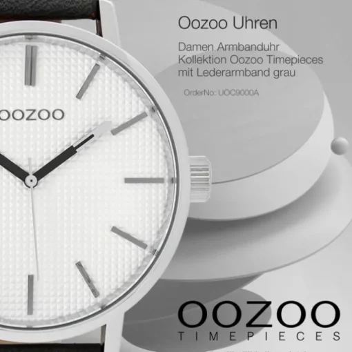 Oozoo Damen Armbanduhr Timepieces Analog Leder grau UOC9000A