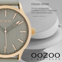 Oozoo Damen Armbanduhr Timepieces Analog Leder grau UOC9015A
