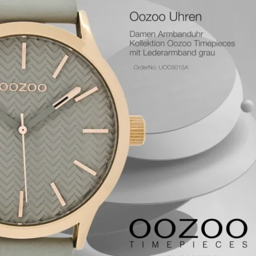 Oozoo Damen Armbanduhr Timepieces Analog Leder grau UOC9015A