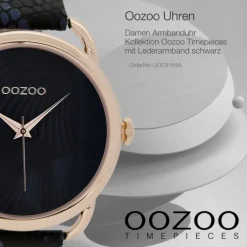 Oozoo Damen Armbanduhr Timepieces Analog Leder schwarz UOC9164A