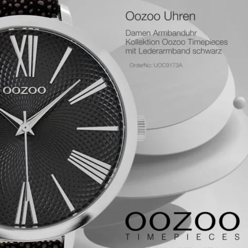 Oozoo Damen Armbanduhr Timepieces Analog Leder schwarz UOC9173A