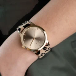 Oozoo Damen Armbanduhr Timepieces Analog Lederband beige schwarz UOC11372