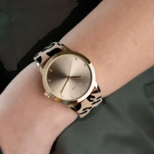 Oozoo Damen Armbanduhr Timepieces Analog Lederband beige schwarz UOC11372