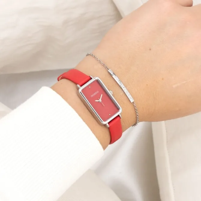 Oozoo Damen Armbanduhr Timepieces Analog Lederband rot UOC11532