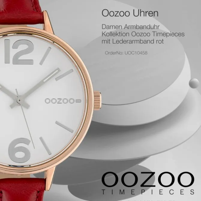 Oozoo Damen Armbanduhr Timepieces Analog Leder rot UOC10458