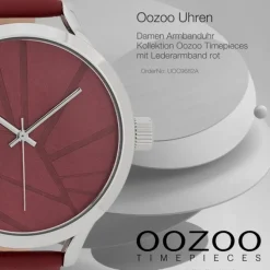 Oozoo Damen Armbanduhr Timepieces Analog Leder rot UOC9682A