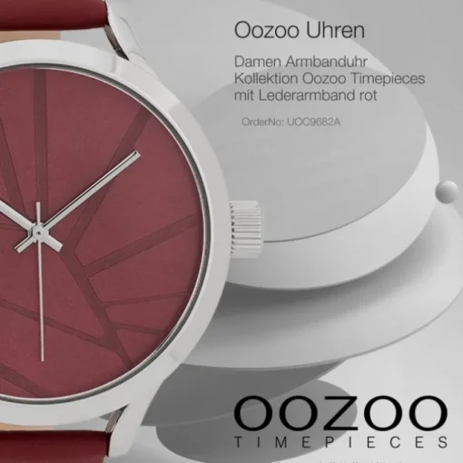 Oozoo Damen Armbanduhr Timepieces Analog Leder rot UOC9682A