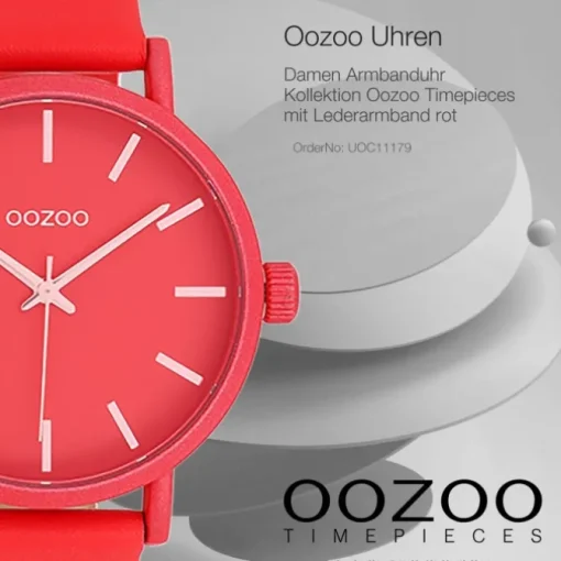 Oozoo Damen Armbanduhr Timepieces Analog Leder rot UOC11179