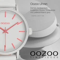 Oozoo Damen Armbanduhr Timepieces Analog Leder grau UOC11180