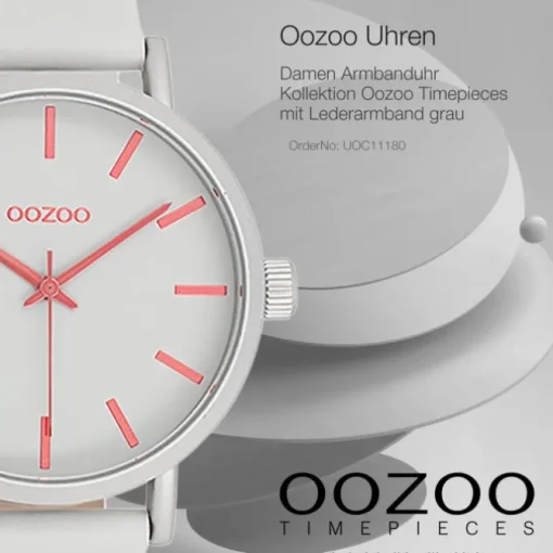 Oozoo Damen Armbanduhr Timepieces Analog Leder grau UOC11180