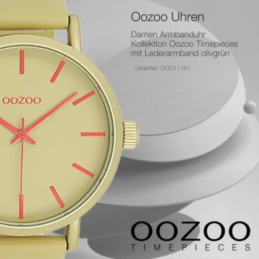 Oozoo Damen Armbanduhr Timepieces Analog Leder olivgrün UOC11181