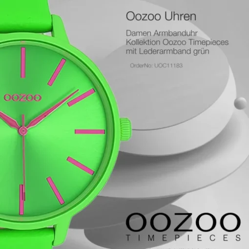 Oozoo Damen Armbanduhr Timepieces Analog Leder grün UOC11183