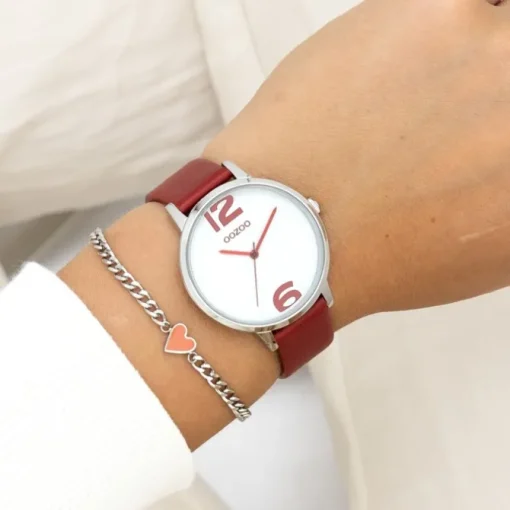 Oozoo Damen Armbanduhr Timepieces Analog Leder rot UOC11237