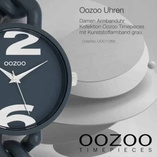 Oozoo Damen Armbanduhr Timepieces Analog Kunststoff grau UOC11268