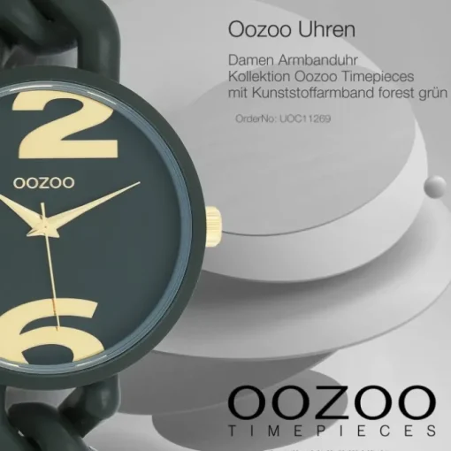 Oozoo Damen Armbanduhr Timepieces Analog Kunststoff dunkelgrün UOC11269