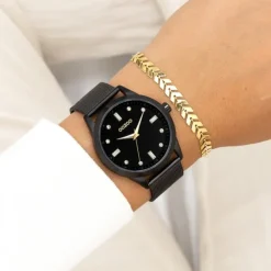 Oozoo Damen Armbanduhr Timepieces Analog Metall schwarz UOC11284