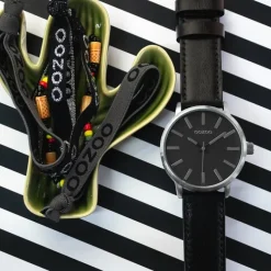 Oozoo Damen Armbanduhr Timepieces Analog Leder schwarz UOC10034