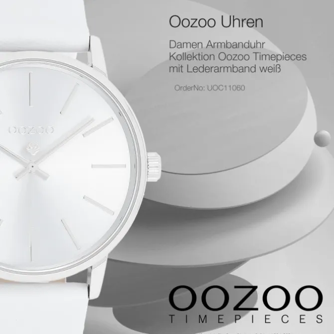 Oozoo Damen Armbanduhr Timepieces Analog Leder weiß UOC11060