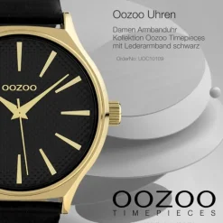 Oozoo Damen Armbanduhr Timepieces Analog Leder schwarz UOC10109