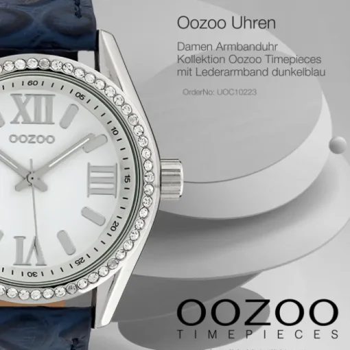 Oozoo Damen Armbanduhr Timepieces Analog Leder dunkelblau UOC10223