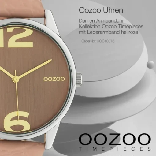 Oozoo Damen Armbanduhr Timepieces Analog Leder hellrosa UOC10376