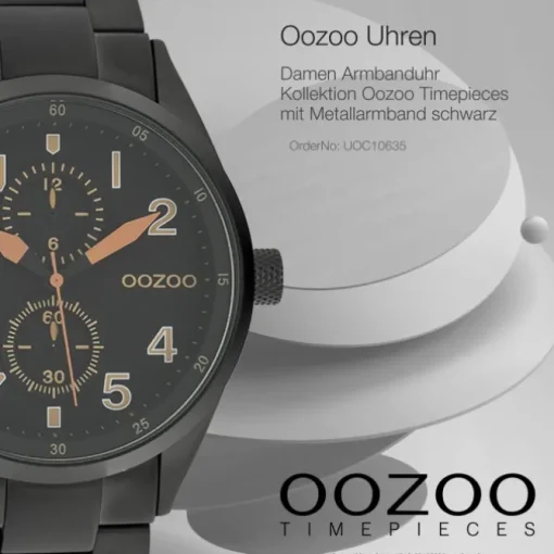 Oozoo Damen Armbanduhr Timepieces Analog Metall schwarz UOC10635