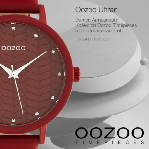 Oozoo Damen Armbanduhr Timepieces Analog Leder rot UOC10656
